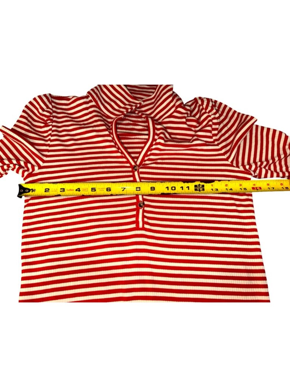NWT LOFT Red White Striped Nautical Collar Long Sleeve Henley Casual Women Top S - Picture 8 of 9